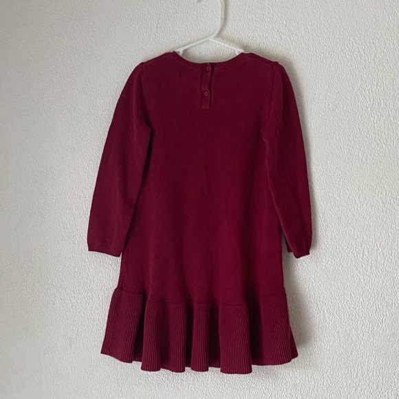 Girls Old Navy Dark Red Long-Sleeve Dress 100% Cotton Size 5T - Picture 2 of 3